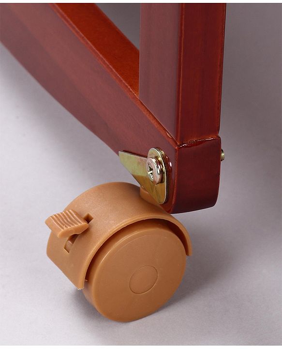 Babyhug Montana Wooden Cot Cum Rocker with Mosquito Net - Cherry Red| Wheels with Lock| Storage Space| Adjustable Height| Openable Side Rail| Foldable Headboard| Attach to Parent Bed| Convert to Study Table