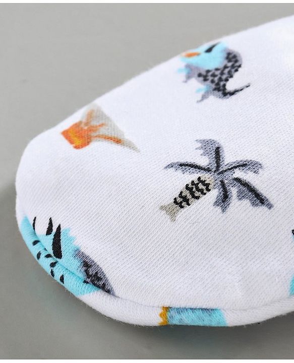 Babyhug 100% Cotton Mittens & Booties Set Animal Print - Blue