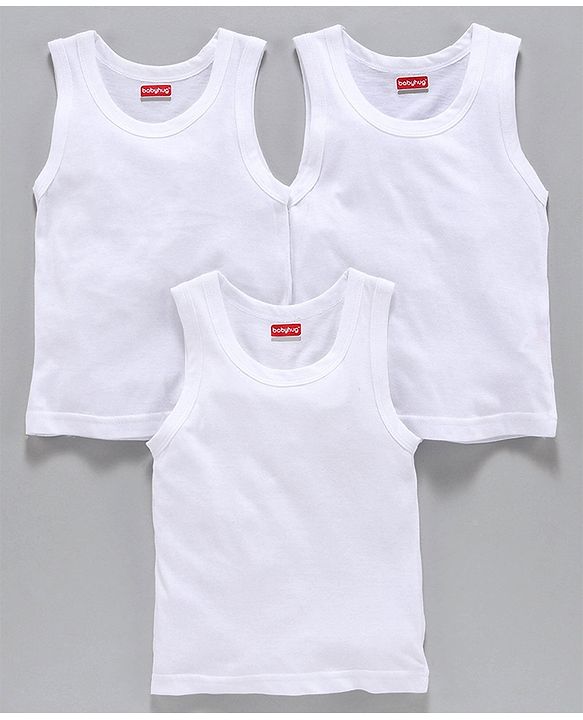 Babyhug 100% Organic Cotton Solid Vest Pack of 3 - White