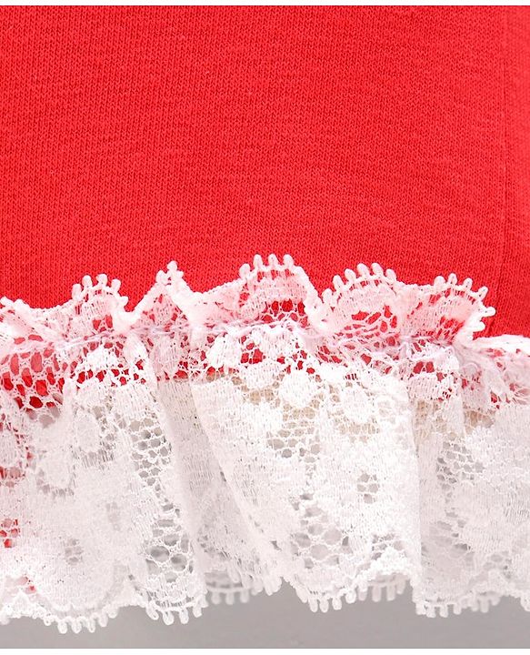 Babyhug Full Length Leggings with Lace Detail - Coral