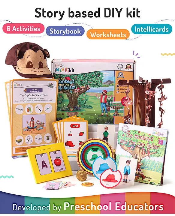FirstCry Intellikit The Monkeys and the Cap Seller Kit Multicolor