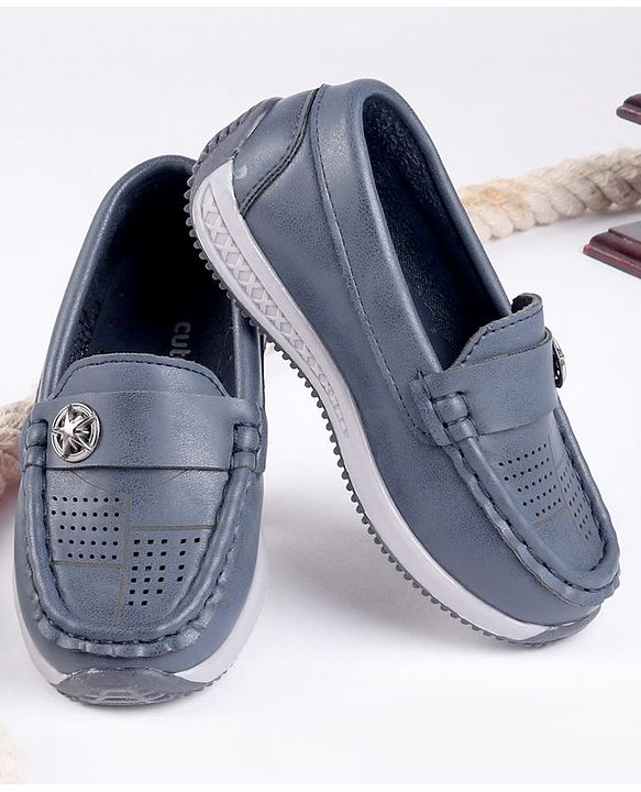 Cute Walk by Babyhug Party Wear Loafer Shoes Star Badge Detail - Blue