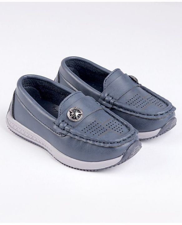 Cute Walk by Babyhug Party Wear Loafer Shoes Star Badge Detail - Blue