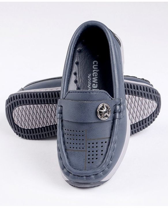 Cute Walk by Babyhug Party Wear Loafer Shoes Star Badge Detail - Blue