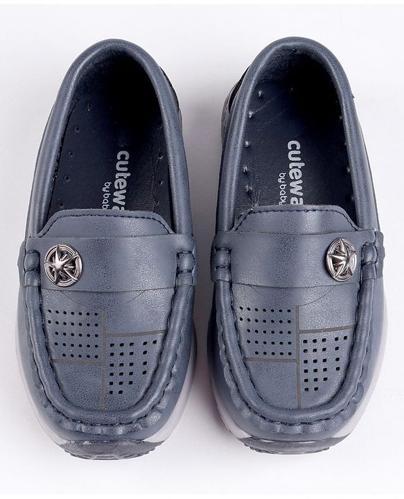 Cute Walk by Babyhug Party Wear Loafer Shoes Star Badge Detail - Blue