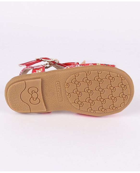 Cute Walk by Babyhug Party Wear Sandals Bow Applique - Red