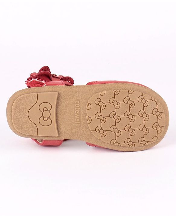 Cute Walk by Babyhug Party Wear Belly Shoes Bow Detailing - Red