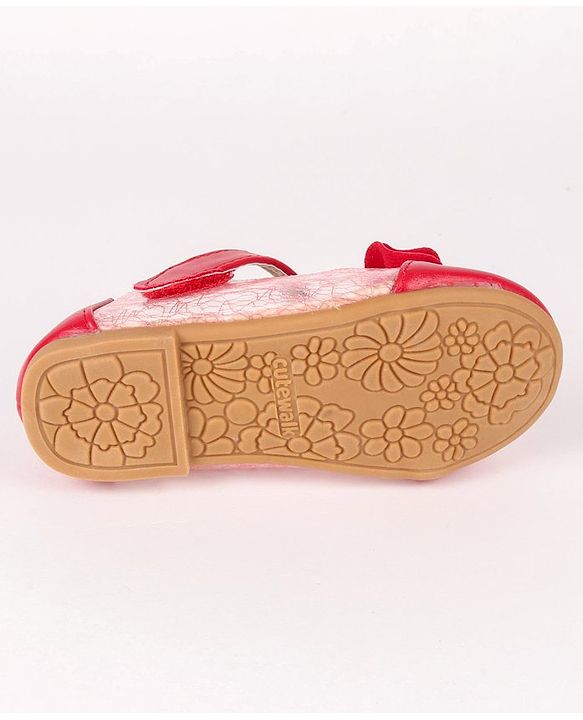 Cute Walk by Babyhug Party Wear Belly Shoes Bow Detailing - Red