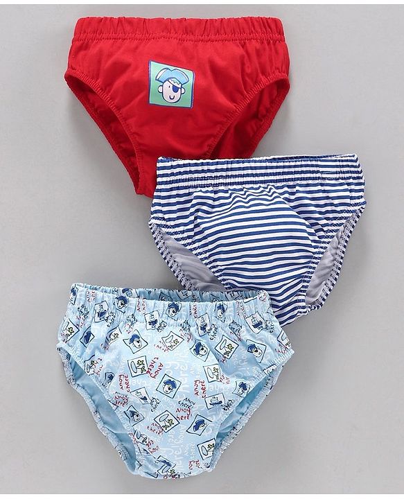 Babyhug 100% Cotton Briefs Pack of 3 - Blue Red