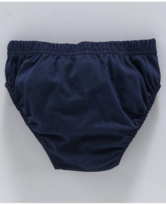 Babyhug 100% Cotton Briefs Printed & Striped Pack of 3 - White Navy Blue