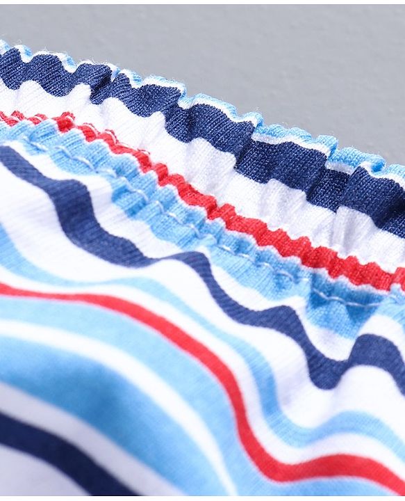 Babyhug 100% Cotton Briefs Printed & Striped Pack of 3 - White Navy Blue