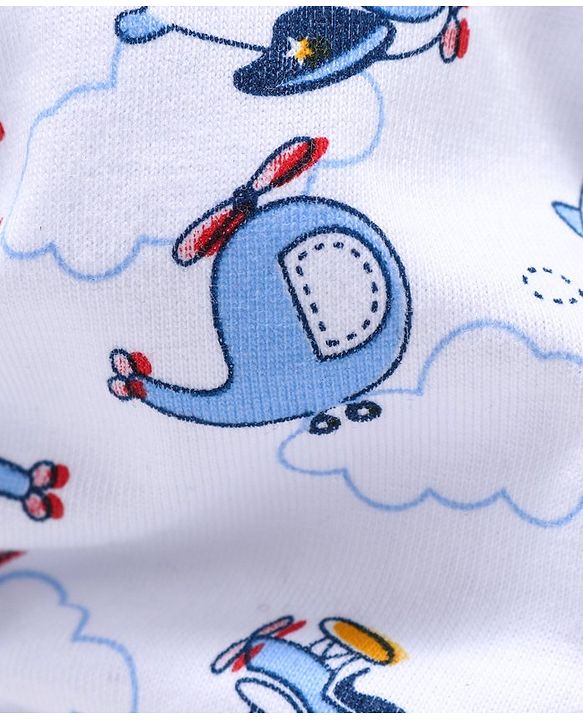Babyhug 100% Cotton Briefs Printed & Striped Pack of 3 - White Navy Blue