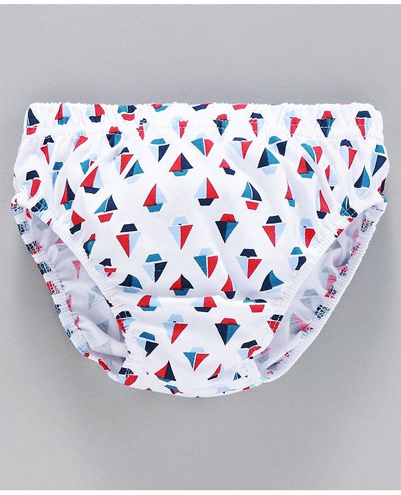 Babyhug 100% Cotton Printed & Striped Panties Pack of 3 -  Blue White