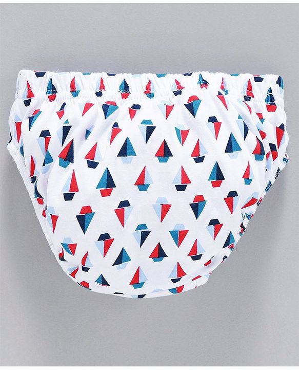 Babyhug 100% Cotton Printed & Striped Panties Pack of 3 -  Blue White