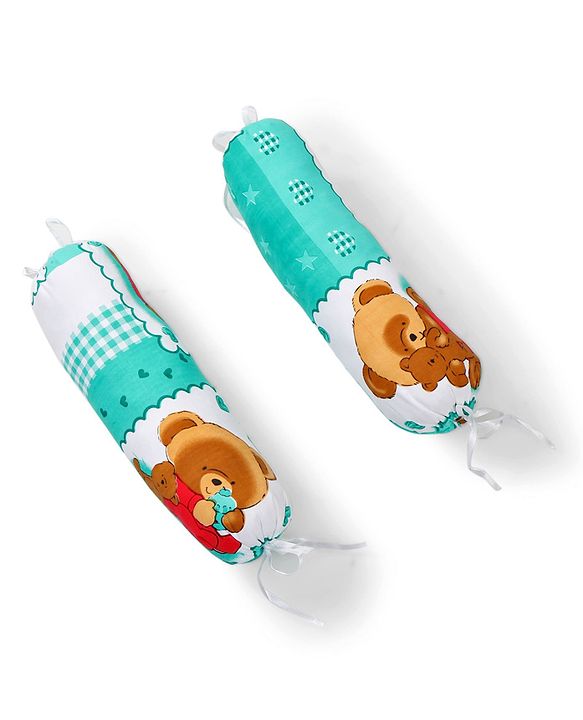 Babyhug Teddy Print Frilled Baby Bedding Set  -  Green