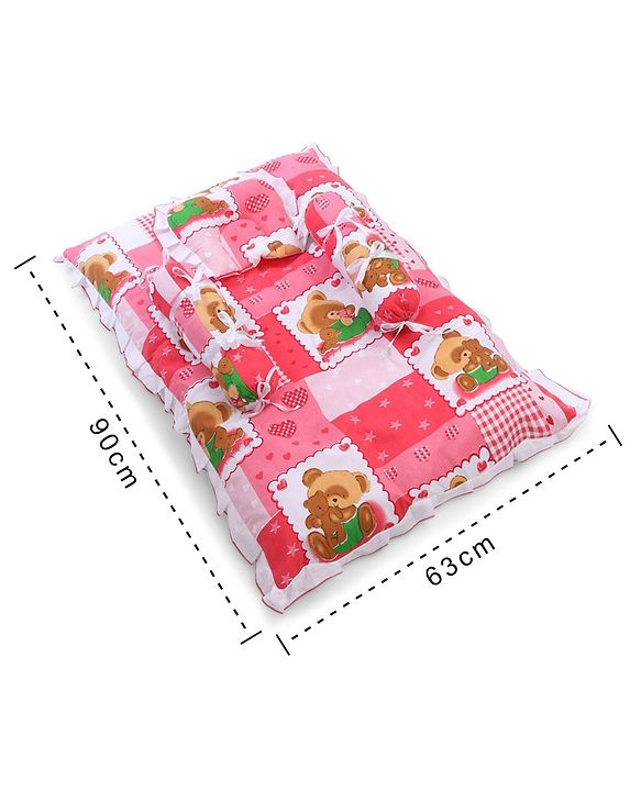 Babyhug Teddy Print Baby Bedding Set - Red
