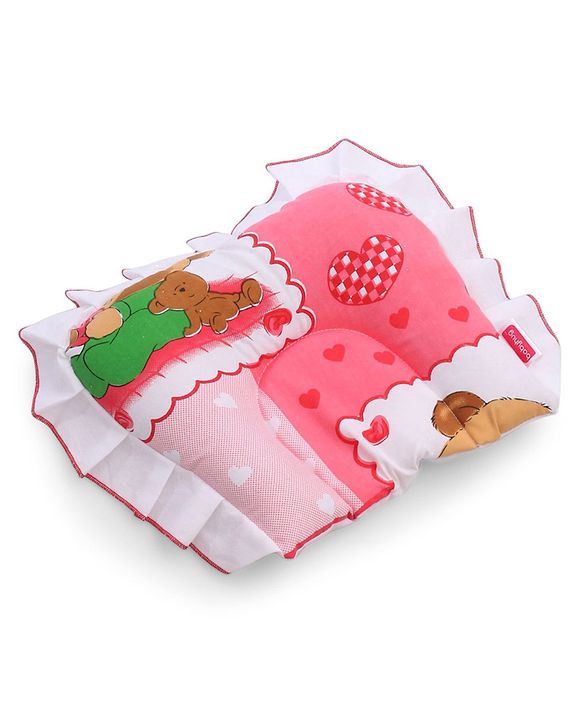 Babyhug Teddy Print Baby Bedding Set - Red