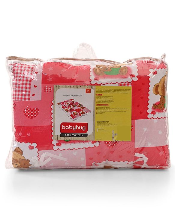 Babyhug Teddy Print Baby Bedding Set - Red