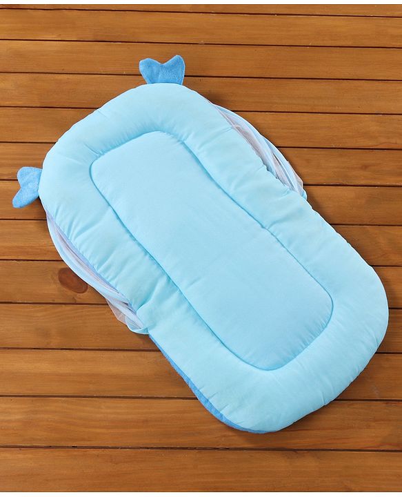 Babyhug Velvet Baby Bedding Set With Mosquito Net - Blue