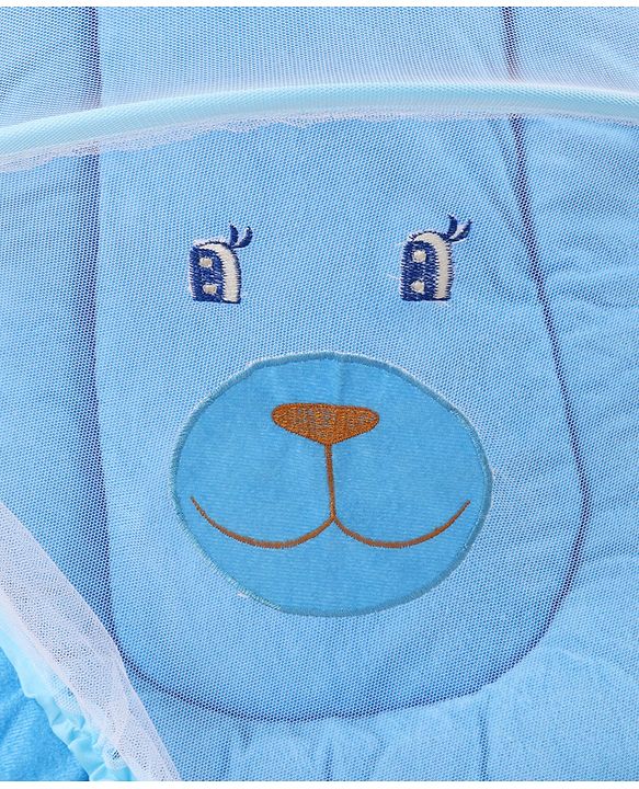 Babyhug Velvet Baby Bedding Set With Mosquito Net - Blue