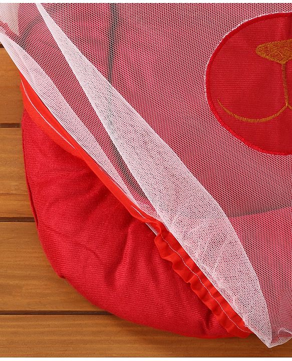 Babyhug Velvet Baby Bedding Set With Mosquito Net - Red