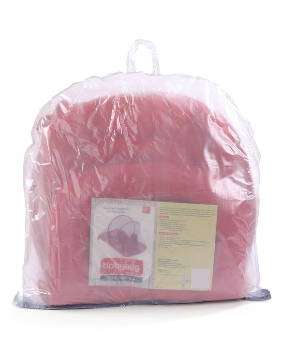 Babyhug Velvet Baby Bedding Set With Mosquito Net - Red