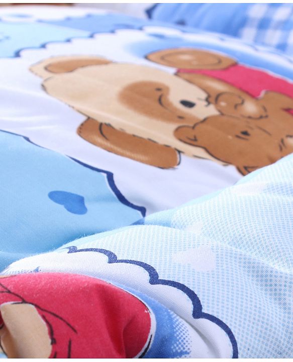 Babyhug Teddy Print Baby Jumbo Bedding Set With Mosquito Net - Blue