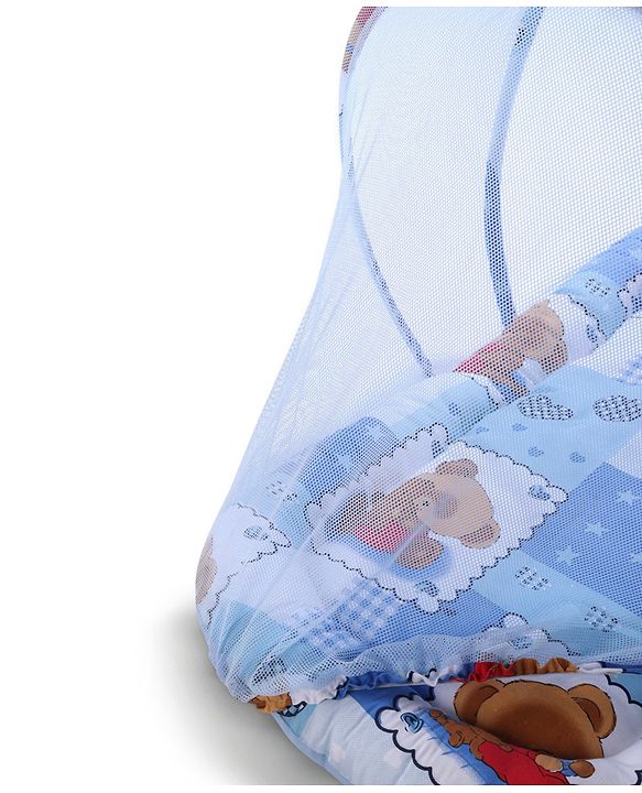 Babyhug Teddy Print Baby Jumbo Bedding Set With Mosquito Net - Blue