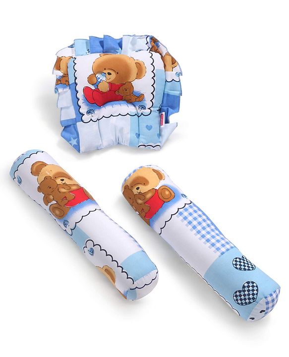 Babyhug Teddy Print Baby Jumbo Bedding Set With Mosquito Net - Blue