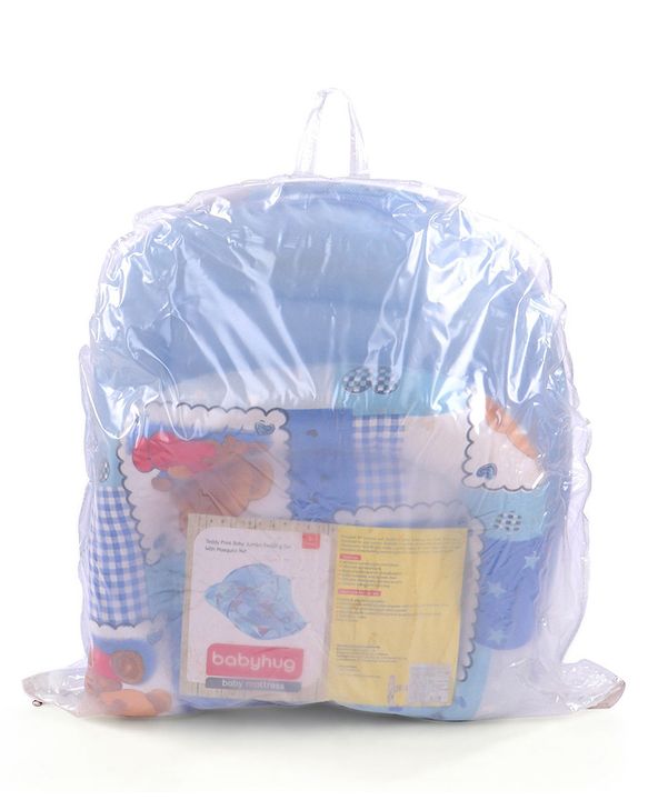 Babyhug Teddy Print Baby Jumbo Bedding Set With Mosquito Net - Blue