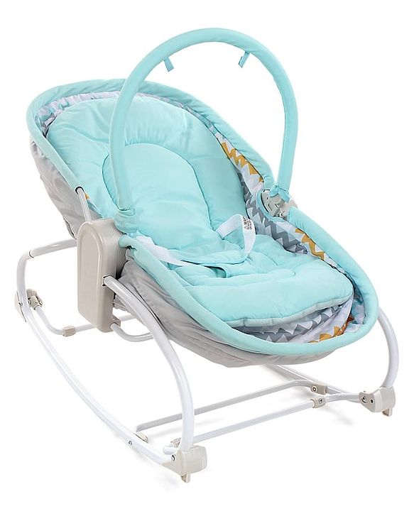 Babyhug Opal 3 in 1 Cosy Manual Rocker cum Sleeper with Mosquito Net - Blue (Without Toys)