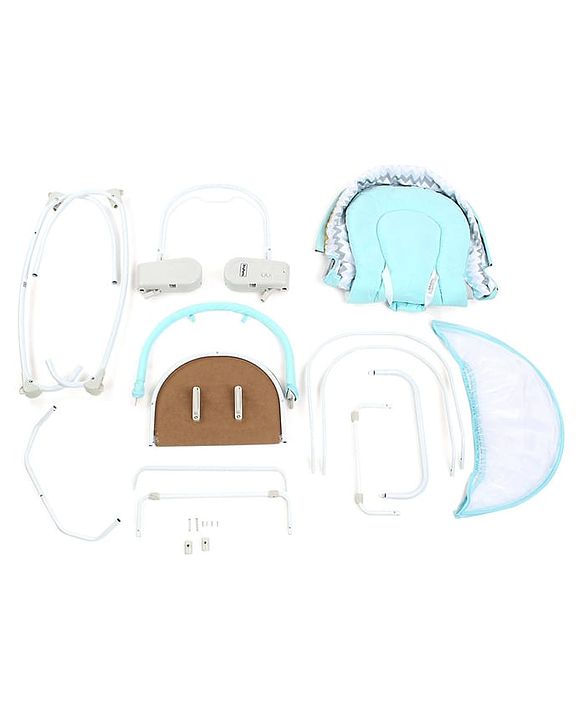 Babyhug Opal 3 in 1 Cosy Manual Rocker cum Sleeper with Mosquito Net - Blue (Without Toys)
