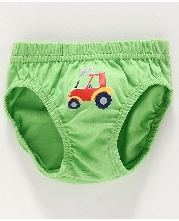 Babyhug 100% Cotton Briefs Car Print Pack of 3 - Green Blue