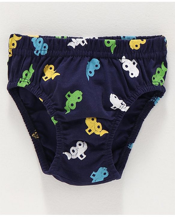 Babyhug 100% Cotton Briefs Car Print Pack of 3 - Green Blue