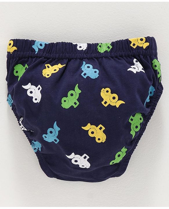 Babyhug 100% Cotton Briefs Car Print Pack of 3 - Green Blue