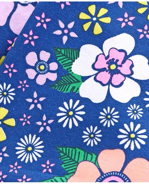 Babyhug Full Length Leggings Floral Print - Blue