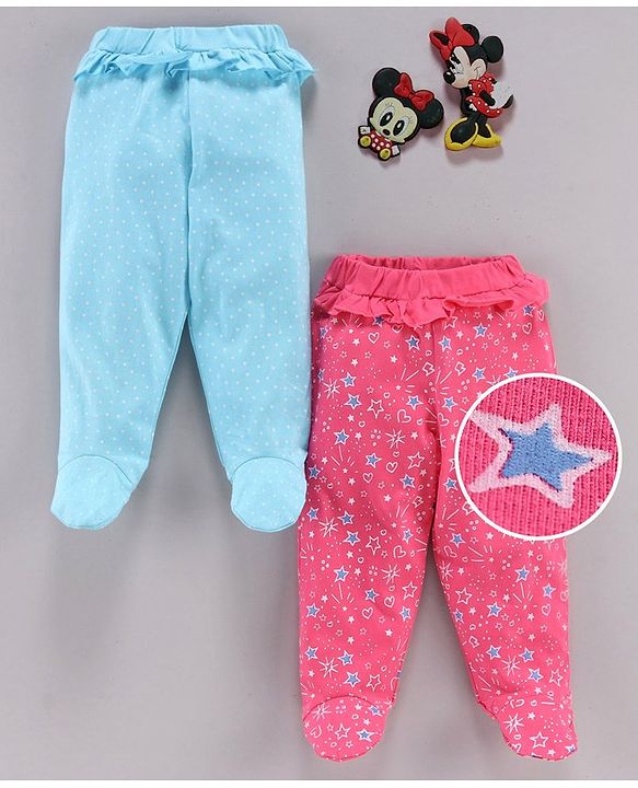 Babyhug Bootie Leggings Star Print Pack of 2 - Blue Pink