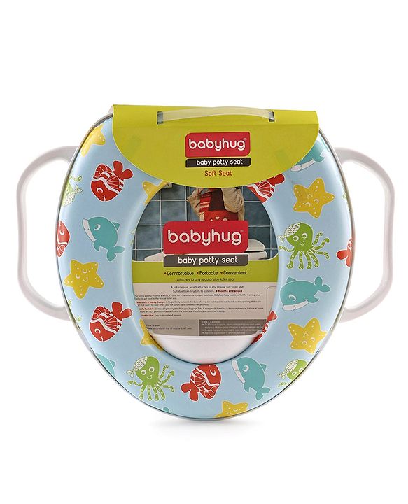 Babyhug Soft Potty Seat With Handle Fish Print- Light Blue