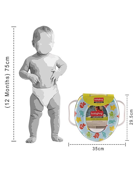 Babyhug Soft Potty Seat With Handle Fish Print- Light Blue