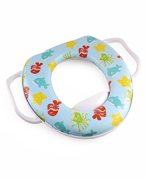 Babyhug Soft Potty Seat With Handle Fish Print- Light Blue