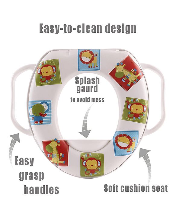 Babyhug Soft Potty Seat With Lion/Monkey Print - White