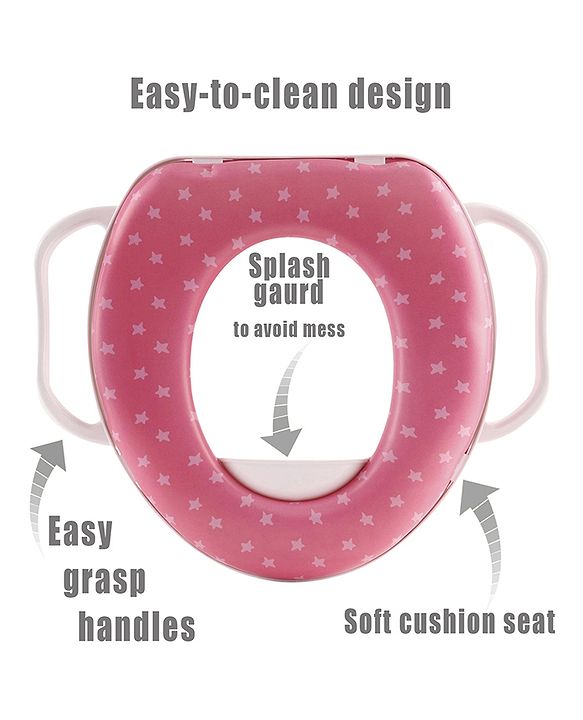 Babyhug Soft Potty Seat With Handle Star Print - Pink