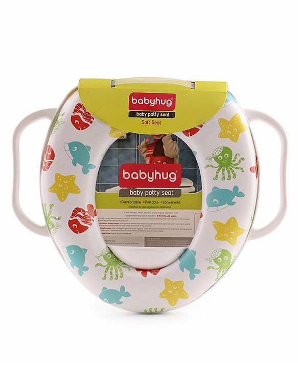Babyhug Baby Potty Seat With Handle Fish/star Print - White