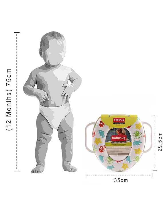 Babyhug Baby Potty Seat With Handle Fish/star Print - White