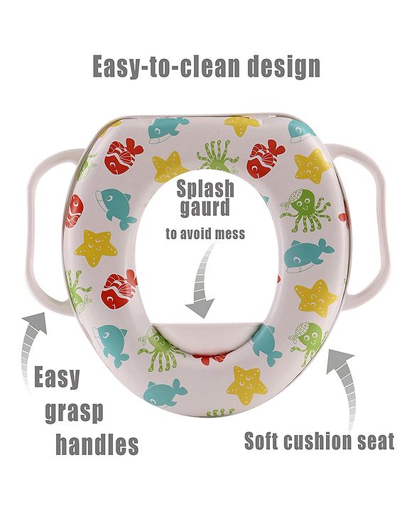Babyhug Baby Potty Seat With Handle Fish/star Print - White