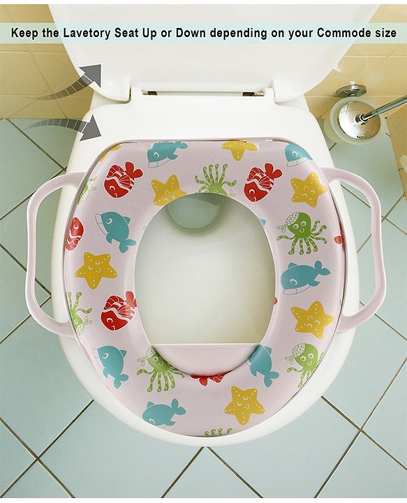 Babyhug Baby Potty Seat With Handle Fish/star Print - White
