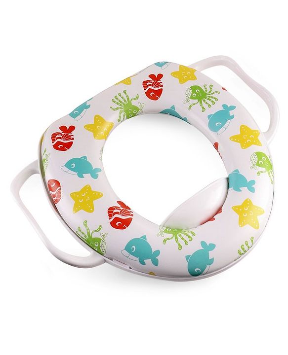 Babyhug Baby Potty Seat With Handle Fish/star Print - White