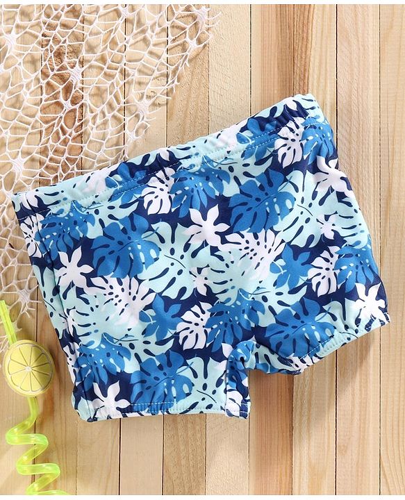 Babyhug Swimming Trunks Tropical Print - Blue