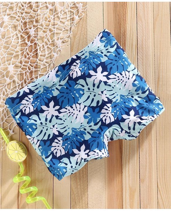 Babyhug Swimming Trunks Tropical Print - Blue