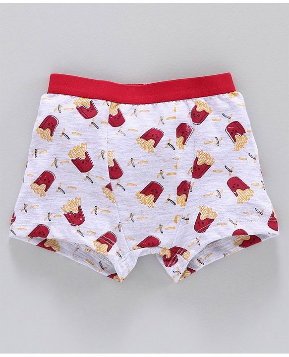 Babyhug Cotton Brief Striped & Printed Pack of 3 - Yellow  Red